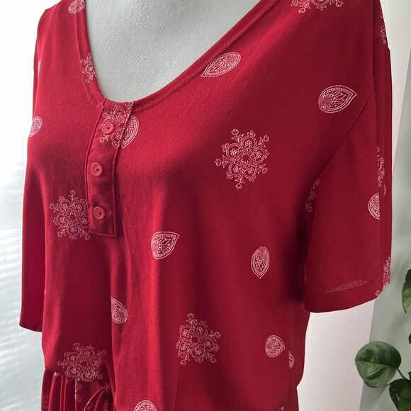 *New* LuLaRoe Red Xanthe Drawstring Waist Soft Flowy Romper - Size Medium - Picture 5 of 8